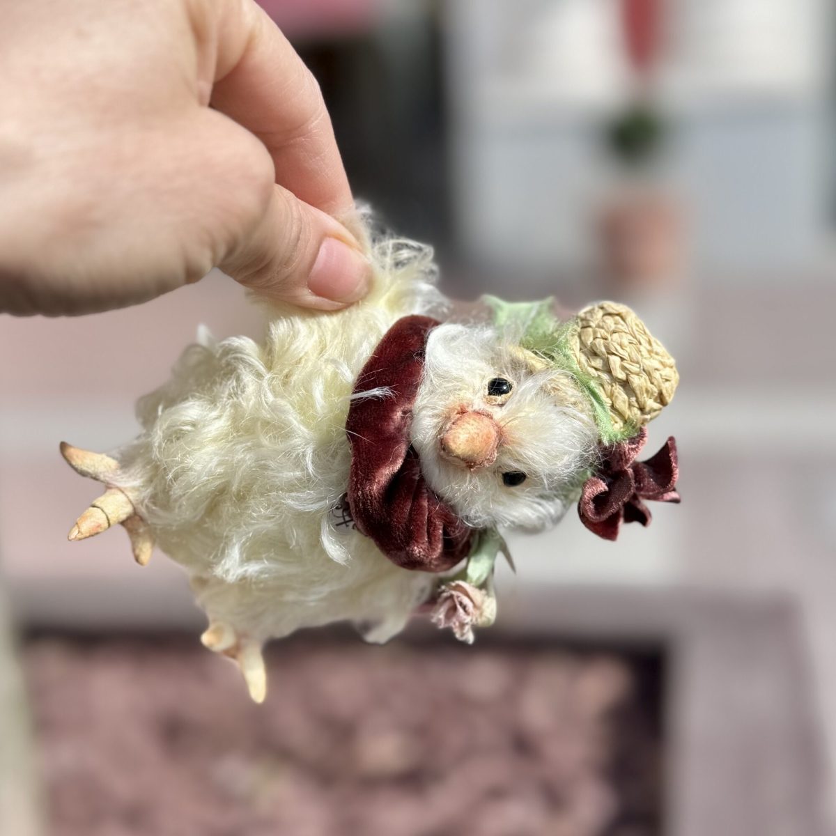 Handmade teddy bear “Chicken, author Anna Evgenieva, Teddy, luxury mohair, 10 cm” by Anna Evgeneva, 10 cm